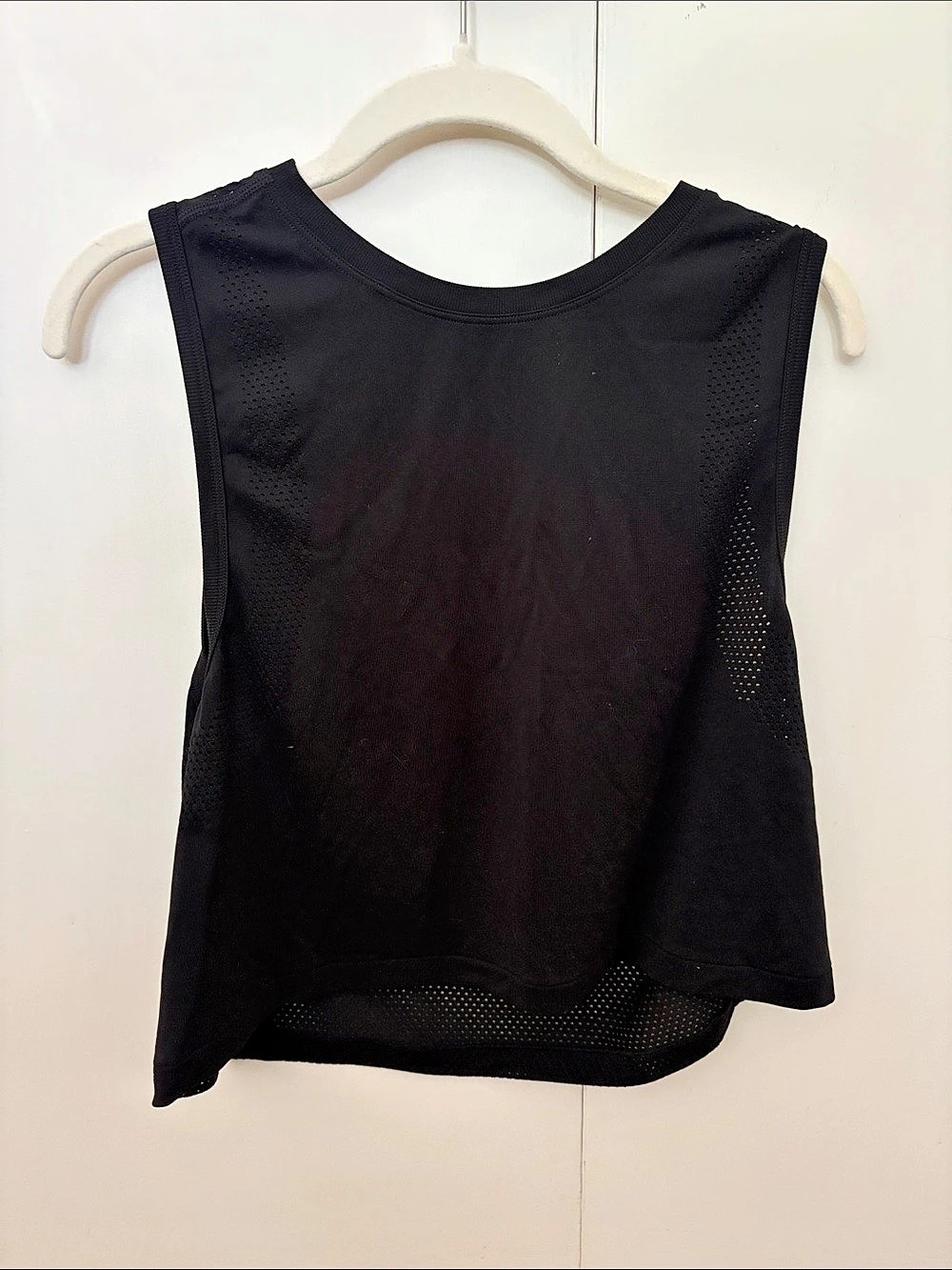 PINK Black Mesh Cropped Tank Top - Size Medium NWT